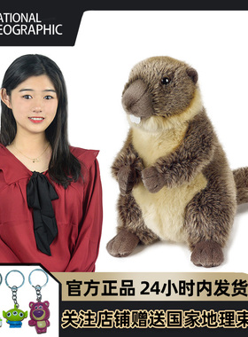 中国国家地理毛绒玩具正品仿真土拨鼠健康无毒公仔玩偶赠束口袋