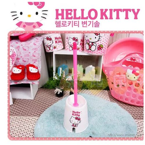 白色卡通便携式hellokitty马桶刷