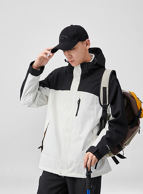 三合一冲锋衣男士外套2025秋冬新款夹克防风防水登山服情侣两件套