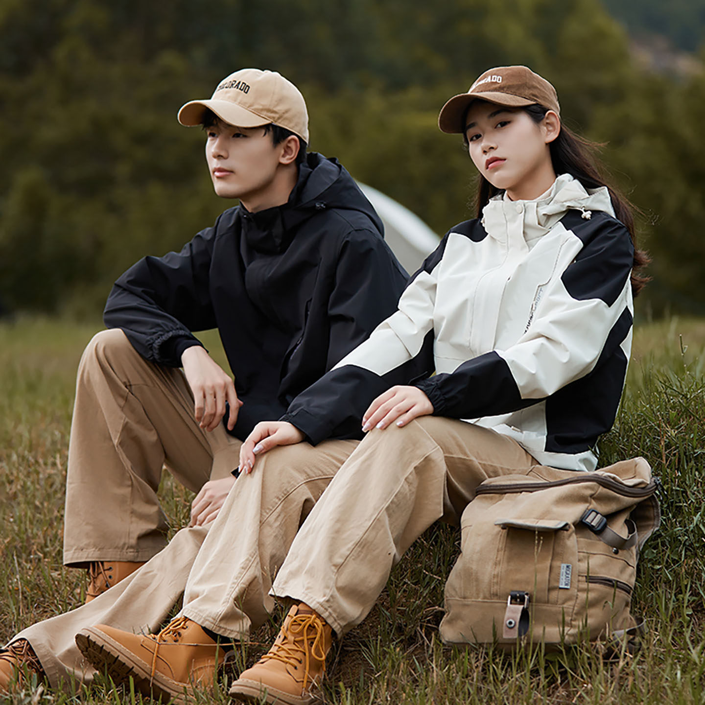 情侣款户外可拆卸两件套拼色三合一冲锋衣登山服加绒加厚连帽夹克