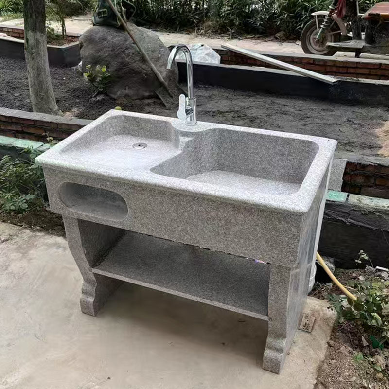 花岗岩整体石头石材洗衣台阳台家用洗衣池大理石带搓衣板水槽盆
