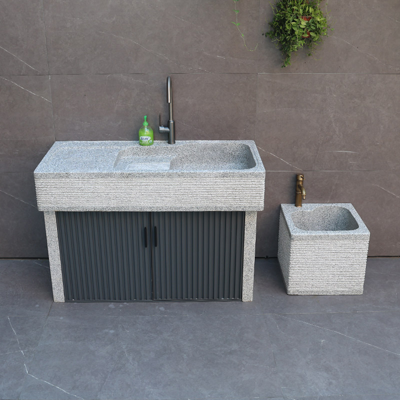 天然石材洗衣池带搓板一体户外庭院洗手台盆石头洗菜水槽阳台家用