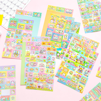 韩系BB可星颂拼图贴纸可爱动物咕卡diy手帐咕本拼贴装饰素材贴画