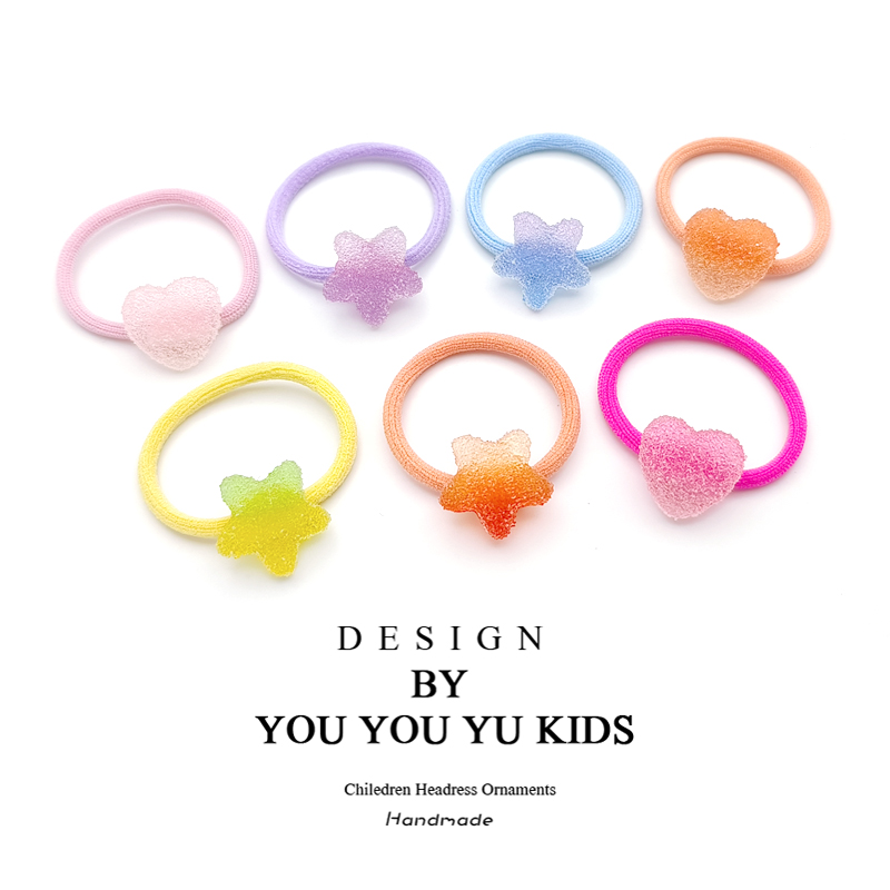 彩虹仿真软糖爱心儿童头绳2025年网红新款发圈女发绳扎头发小皮筋