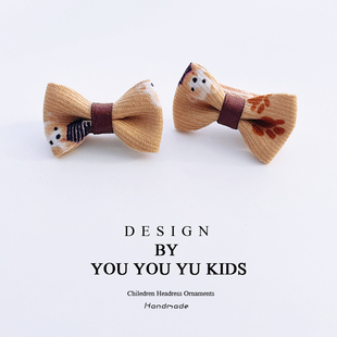 咖色小熊可爱发夹儿童女蝴蝶结刘海夹发卡女童碎发夹女孩边夹头饰