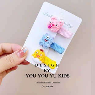 女宝宝小姑娘发夹韩版小怪兽简约洋气婴儿不伤发发卡婴幼儿发饰