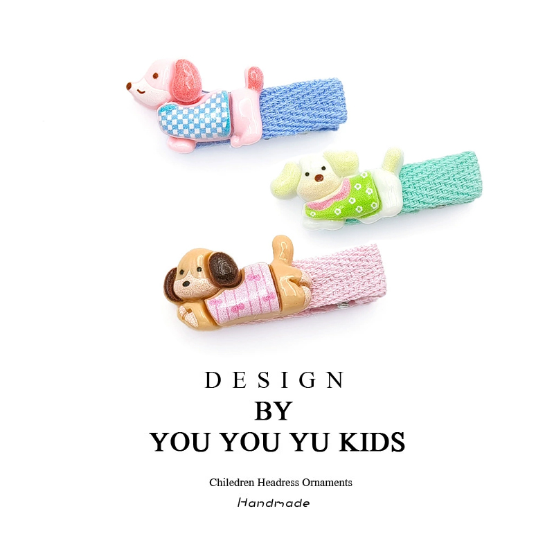 可爱卡通小狗全包夹发夹女侧边碎发刘海夹儿童鸭嘴夹子头饰发卡