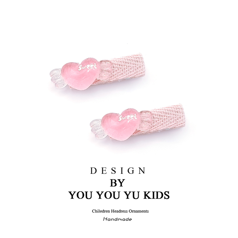 可爱甜美粉色爱心发夹女童简约百搭侧边刘海碎发夹子全包夹不伤发,童装/婴儿装/亲子装,发饰,淘宝优惠券,粉丝福利购,淘宝优惠卷