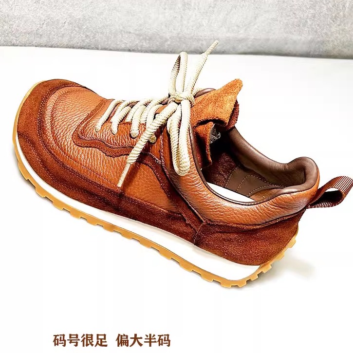 春秋透气真皮宽头大脚骨休闲鞋