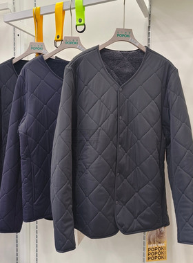 POPOKI男士绵羊毛圆领保暖上衣棉服外套6023秋冬校服打底内搭