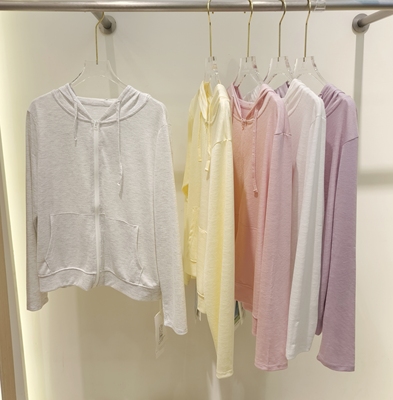 正品梯咪2678女休闲短外套连帽拉链开衫莱赛尔冰感透气防晒衣