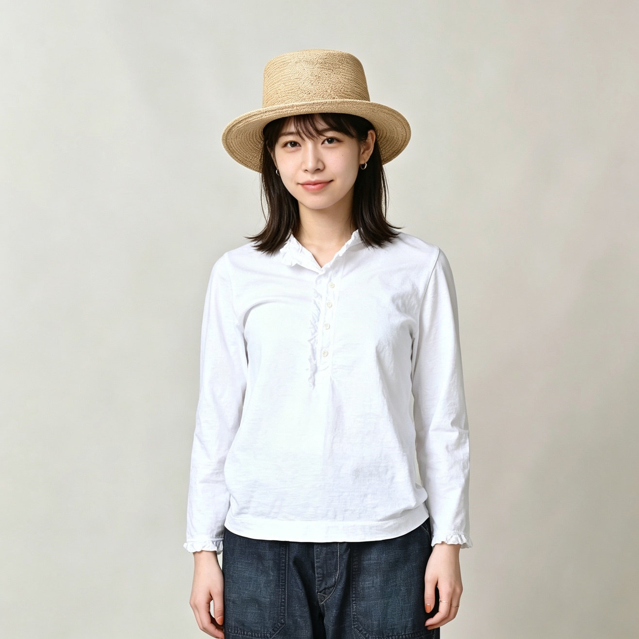 日系原单R+半开襟花边领衬衫女