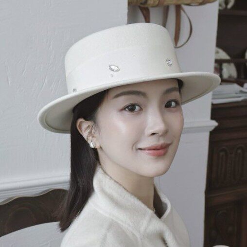 名媛风平顶小礼帽女英伦复古秋冬百搭羊毛帽子网红澳洲优雅显脸小