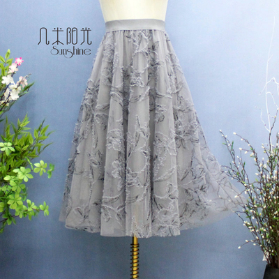中长裙仙女裙百搭A字绣花半身裙