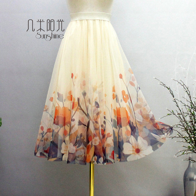 2025秋冬女装印花裙高档仙女半身裙柔软密网纱垂感显瘦大摆裙长裙,女装/女士精品,半身裙,淘宝优惠券,粉丝福利购,淘宝优惠卷