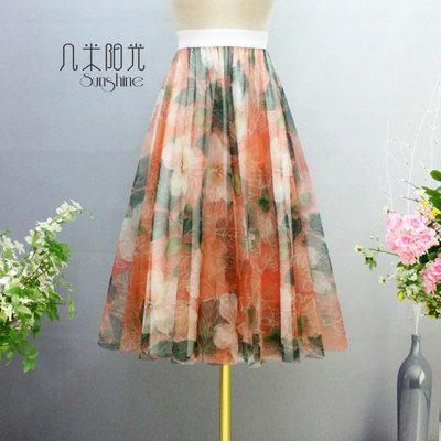 长裙仙女裙优雅A字时尚印花半裙