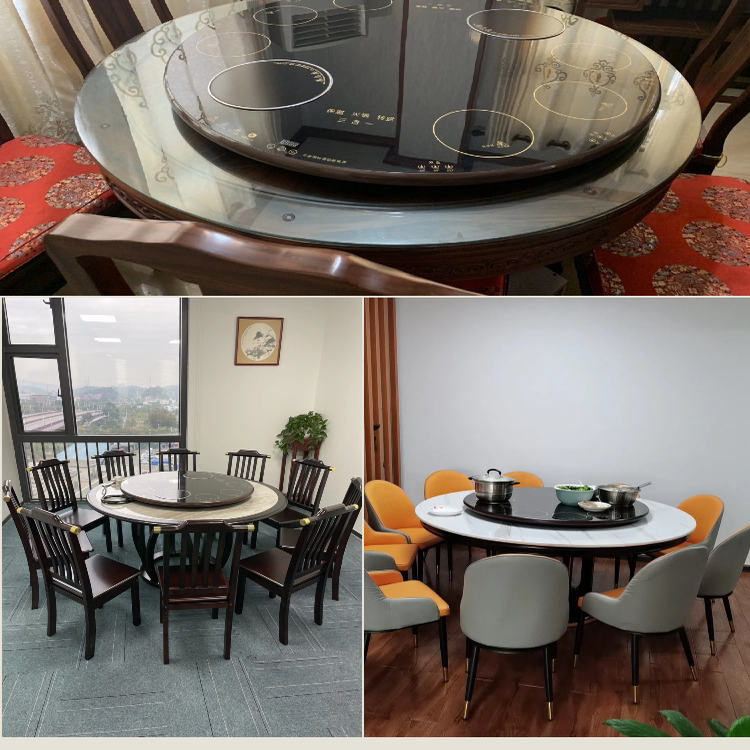 利蓝双火锅暖菜板热菜板饭菜保温板多功能自动旋转智能火锅餐桌