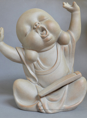 粗陶人物雕塑摆件琴棋书画小和尚