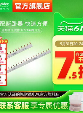 施耐德汇流排1P12位/24位连接铜排1P+N接线排断路器空开接线端子