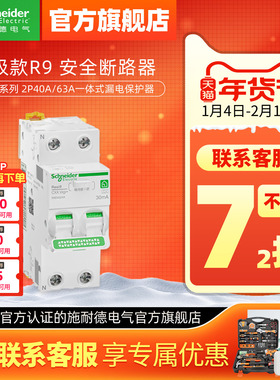 施耐德漏电保护断路器R9 Vigi+ 2P40A63A紧凑型总开关总闸