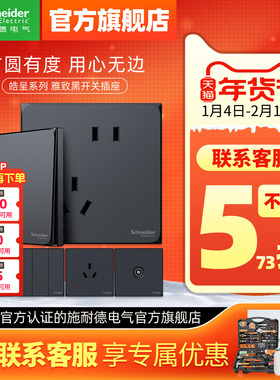 施耐德官方旗舰店官网家用开关插座面板五孔10A空调哑光皓呈黑色