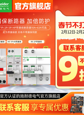 施耐德空气开关带漏电保护器2P空开开关1P断路器3P家用63A电闸