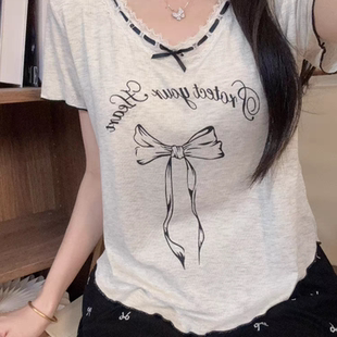 凉感短袖 韩版 夏天薄款 ins甜美一自带胸垫睡衣女款 家居服 夏季