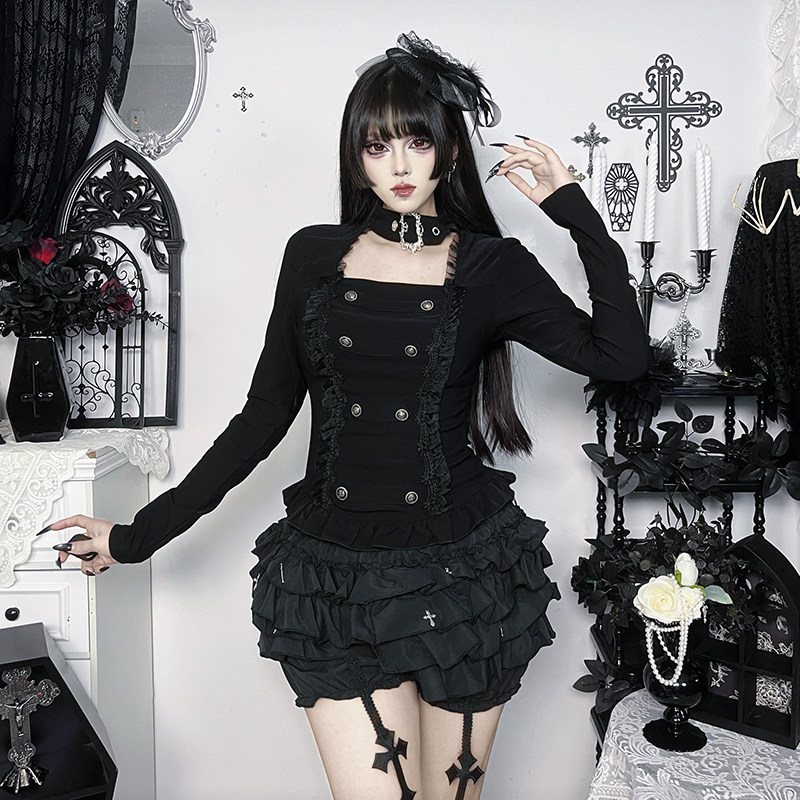 暗黑少女套装亚文化上衣蛋糕短裙