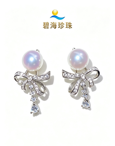 蝴蝶结akoya 耳钉