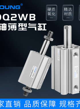 XYOUNG气动双出薄型气缸CQ2WB63-50D双轴薄型气缸CDQ2WB63-75DZ