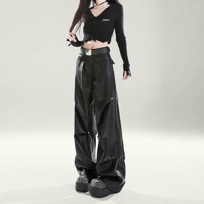 黑色高腰显瘦阔腿裤女2026年春秋季时尚新款设计感小众拖地裤子