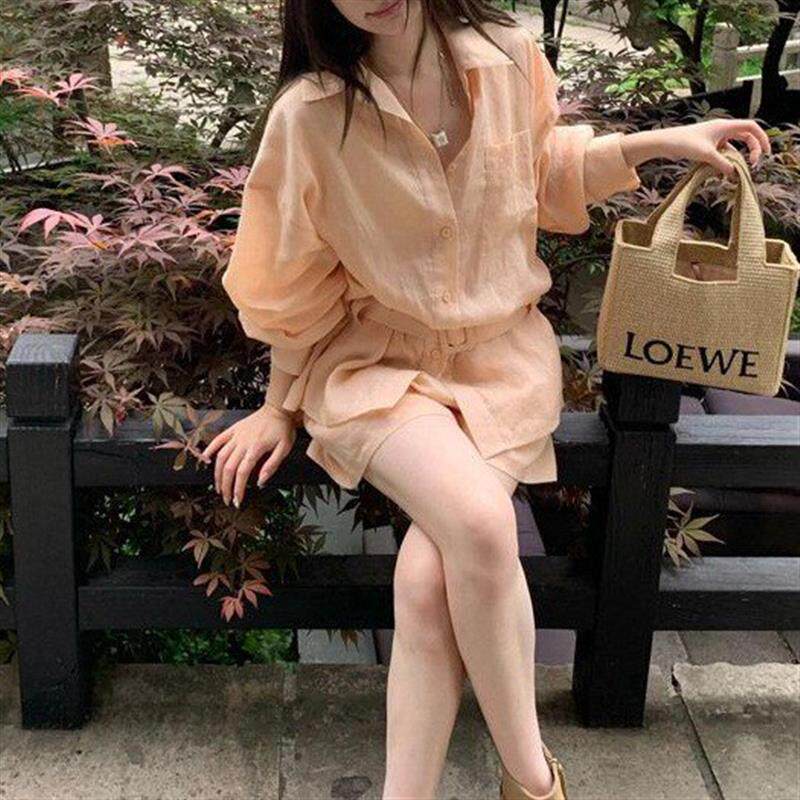 复古气质名媛衬衫短裤套装2026年夏季高级感薄款上衣时尚两件套女