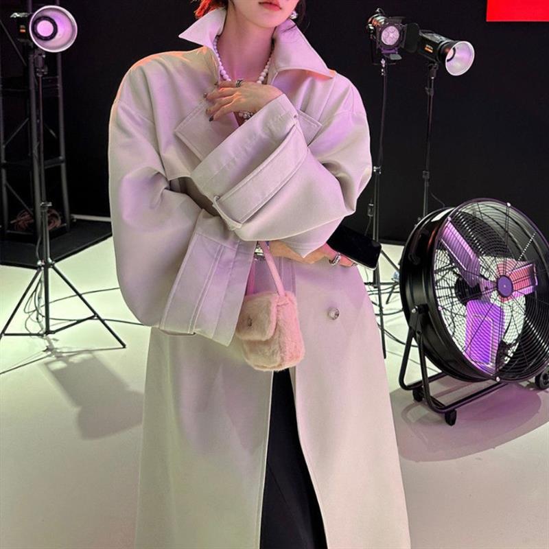 小众高级感风衣外套女2026年秋季新款韩版大翻领双排扣长款外套女