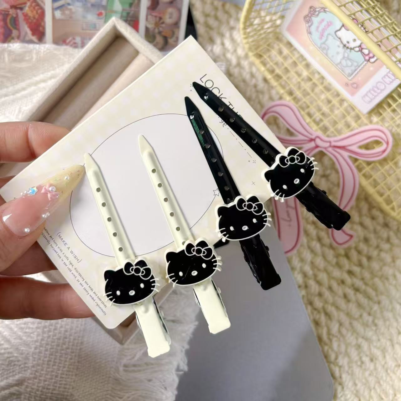 可爱黑白猫咪发夹一字少女发卡