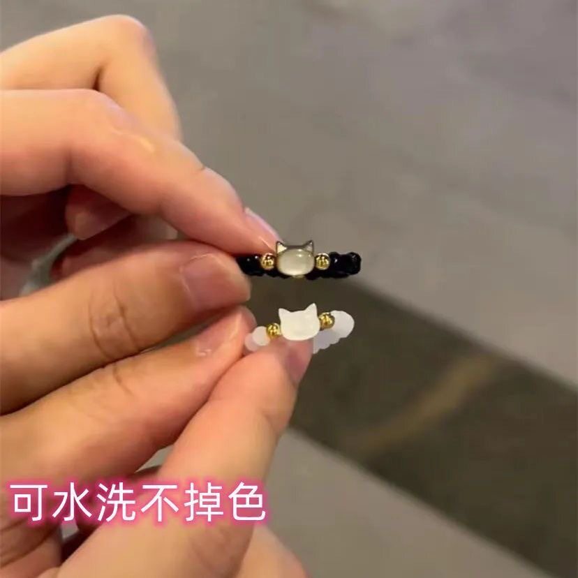 猫咪戒指可爱ins小众情侣对戒