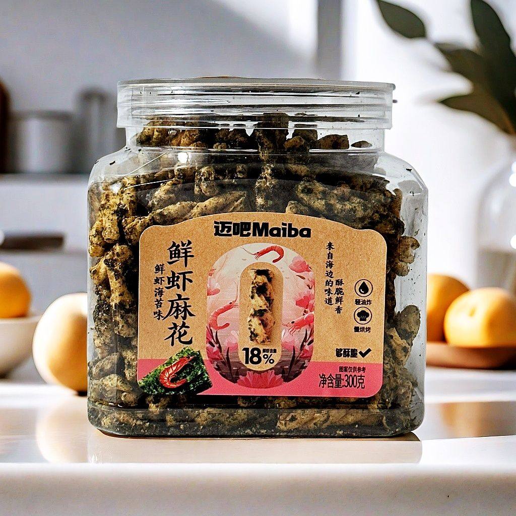 迈吧鲜虾麻花300g鲜虾海苔蟹黄味追剧休闲零食小麻花罐装糕点酥脆,零食/坚果/特产,麻花,淘宝优惠券,粉丝福利购,淘宝优惠卷