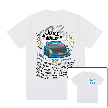 JUICE WRLD短袖T恤嘻哈潮牌跑车字母Hip Hop Rap Tee T-shirt男女