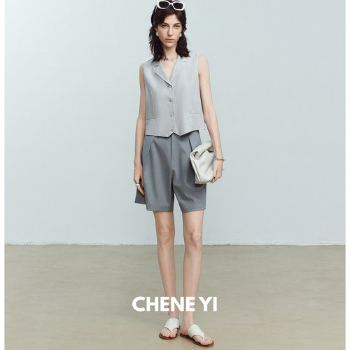 CHENE YI静奢通勤风精纺羊毛连腰设计西裤短裤女夏穿搭休闲裤外穿