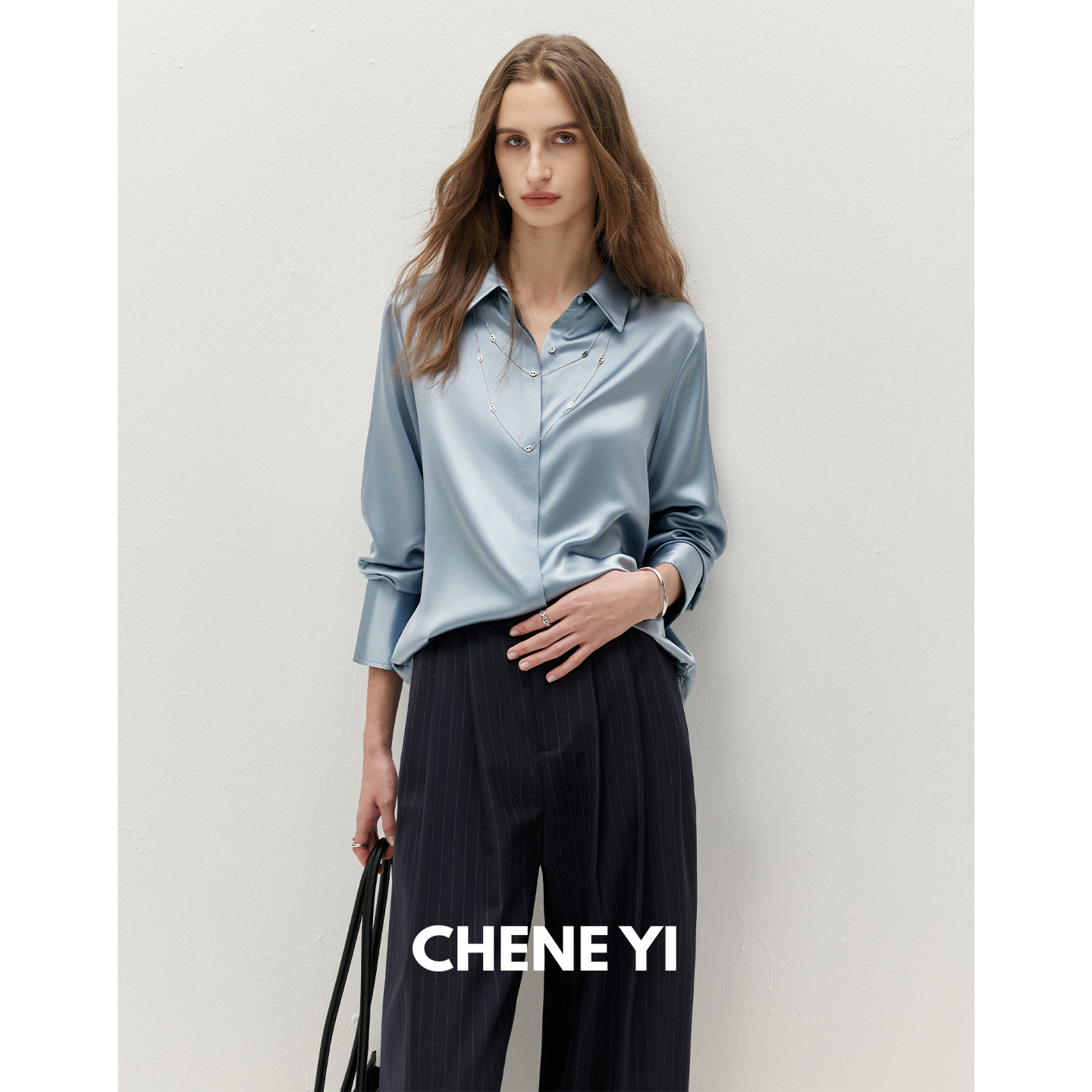 CHENE YI 19MM万事利1oo桑蚕丝定染极简真丝通勤衬衫女外套上衣