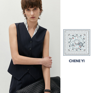 CHENE YI 马年万事利14mm小马多配色印花真丝丝巾外搭系脖小方巾