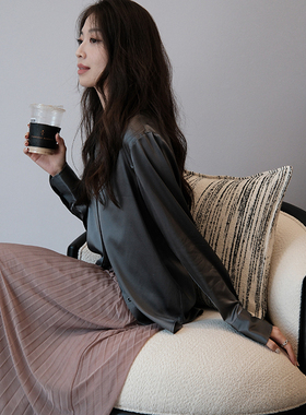 CHENE伊伊 万事利真丝静奢通勤高级正肩衬衫设计感女款上衣薄款