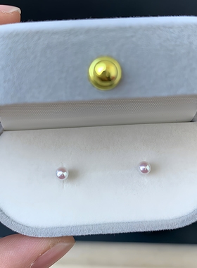 天然淡水akoya珍珠迷你baby耳钉925纯银极光养耳洞耳环小灯泡耳饰