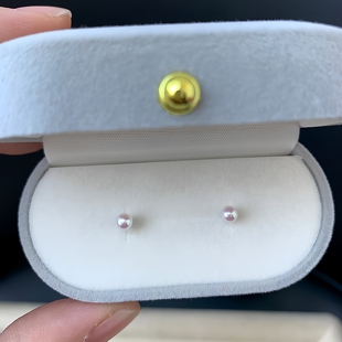 天然淡水akoya珍珠迷你baby耳钉925纯银极光养耳洞耳环小灯泡耳饰