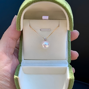 极光淡水AKOYA珍珠王妃款 吊坠18K金戴妃单颗天然项链锁骨链女颈饰