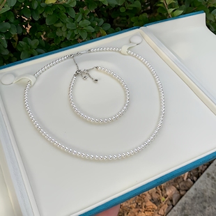 天然淡水baby小米珠珍珠项链纯银极光白几乎正圆无暇诸暨媲美海水