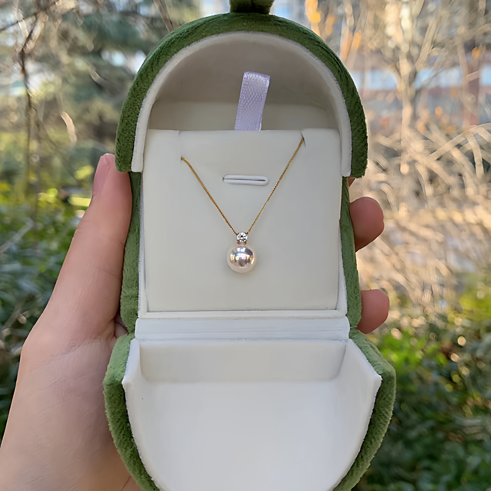 极光淡水AKOYA珍珠戴妃款吊坠18K金王妃款单颗项链诸暨锁骨链颈饰