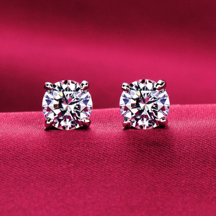 河南培育人工合成钻石耳钉CVD钻铂金耳环珠宝首饰可定18K金耳坠
