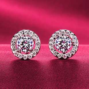 河南培育人工合成钻石耳钉CVD钻铂金耳环珠宝首饰可定18K金耳坠