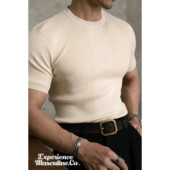 显肌肉健身服美式 柴米重磅紧身针织短袖 T恤男300g修身 复古咔叽夏