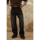 复古长裤 柴米黑色伐木洗水牛仔裤 男宽松直筒美式 裤 男阿美咔叽 工装